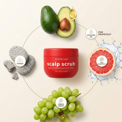 Official BYKYND LABS Avocado Oil Scalp Scrub – Grapefruit & Grapeseed Extract, Pumice for Dry Scalp, Gluten Free, Vegan Avelisse