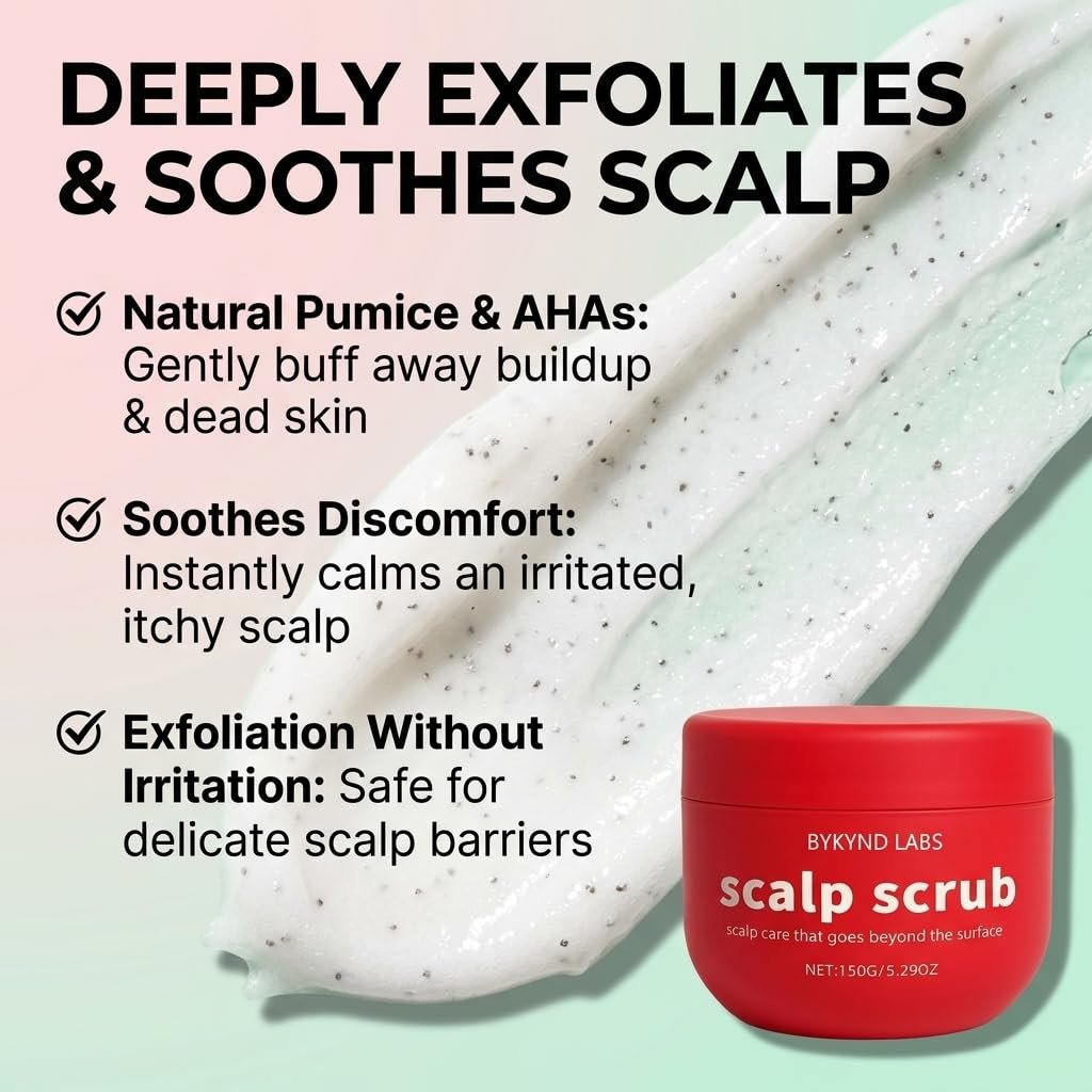 Official BYKYND LABS Avocado Oil Scalp Scrub – Grapefruit & Grapeseed Extract, Pumice for Dry Scalp, Gluten Free, Vegan Avelisse