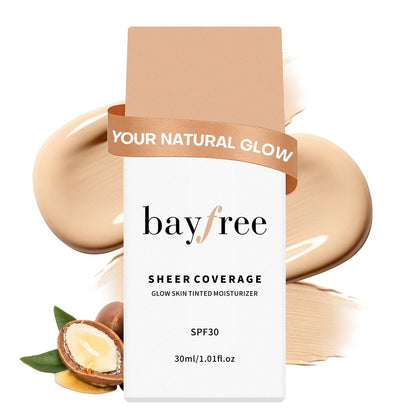Bayfree Glow Skin Tinted Moisturizer with SPF 30 - Natural Beige, Lightweight Sheer Coverage, Long Lasting Hydration, Vegan Korean Makeup Avelisse