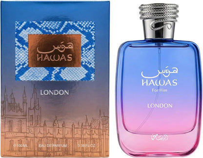Rasasi Hawas London Eau de Parfum for Men – Spicy, Fruity, Floral, Amber – Long-Lasting 100ml Avelisse