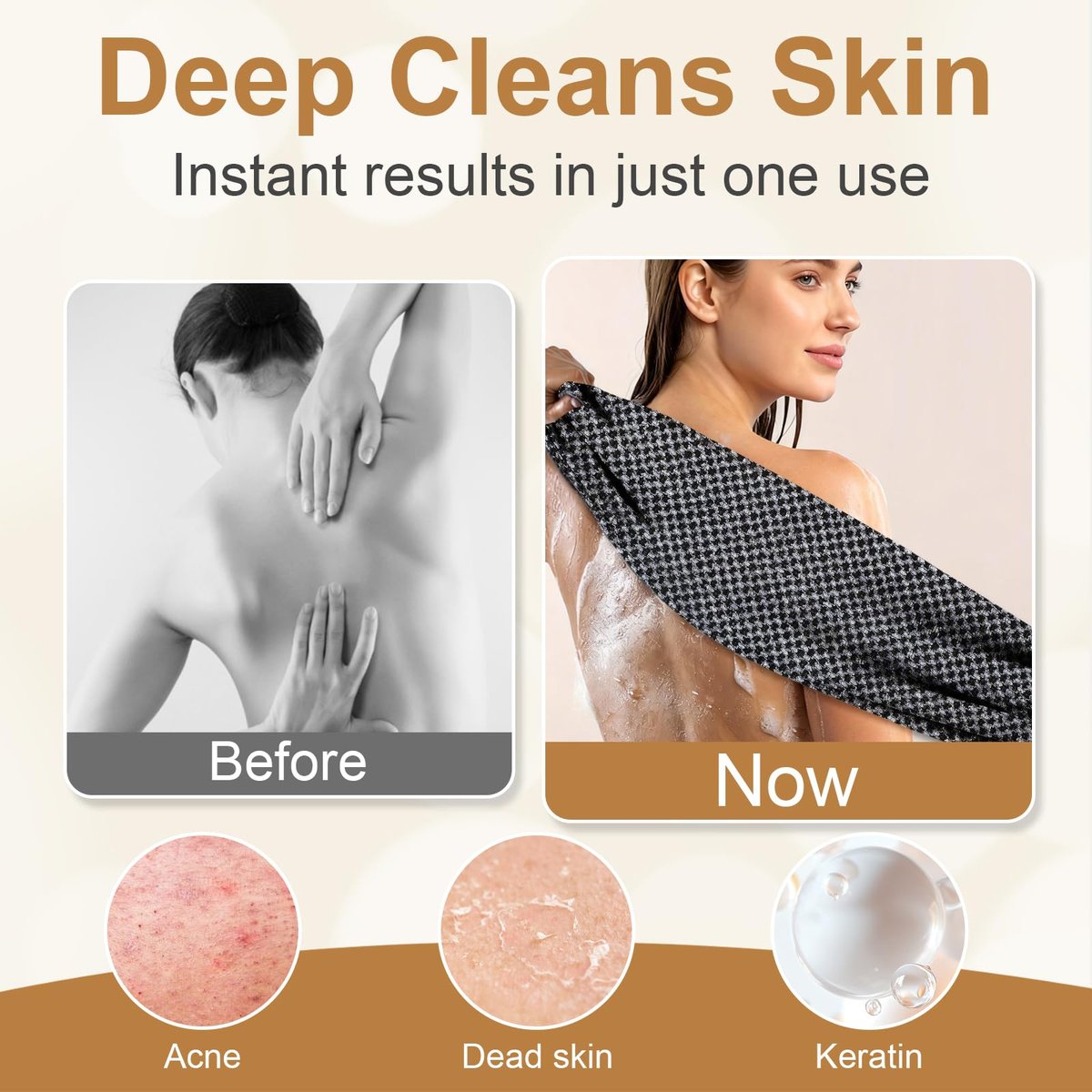 Blissal Exfoliating Shower Towel – Premium Microfiber Scrub Towel, Quick-Drying, Durable & Gentle, 2-in-1 Body Scrubber for All Skin Types (Black + Pink) Avelisse