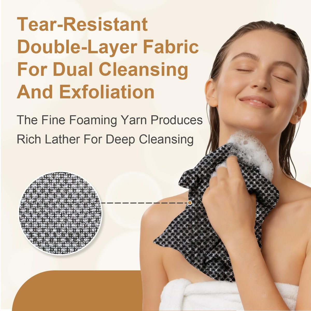 Blissal Exfoliating Shower Towel – Premium Microfiber Scrub Towel, Quick-Drying, Durable & Gentle, 2-in-1 Body Scrubber for All Skin Types (Black + Pink) Avelisse