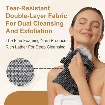 Blissal Exfoliating Shower Towel – Premium Microfiber Scrub Towel, Quick-Drying, Durable & Gentle, 2-in-1 Body Scrubber for All Skin Types (Black + Pink) Avelisse