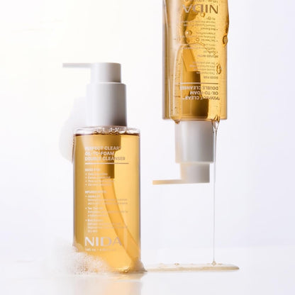 NIDA Perfect Clear™ Oil-To-Foam Double Cleanser | Jojoba Oil, Tea Tree Oil, Rice Extract | For Daily Impurities, Excess Sebum, Pore Cleaning, Blackheads | 4.90 fl. oz. Avelisse