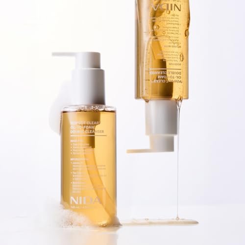 NIDA Perfect Clear™ Oil-To-Foam Double Cleanser | Jojoba Oil, Tea Tree Oil, Rice Extract | For Daily Impurities, Excess Sebum, Pore Cleaning, Blackheads | 4.90 fl. oz. Avelisse