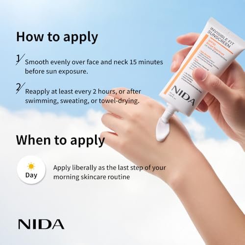 NIDA Invisible Fit Sunscreen SPF 50 – No White Cast, Hydrating & Lightweight for All Skin Types (1.69 fl oz) Avelisse
