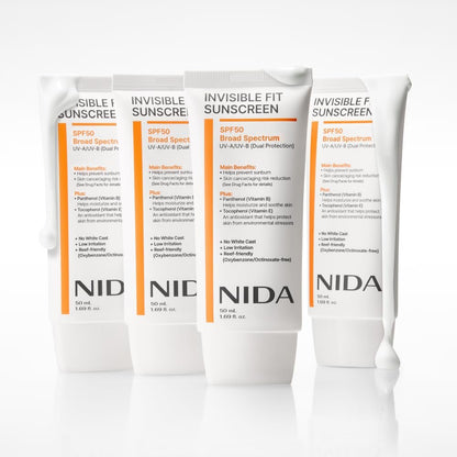 NIDA Invisible Fit Sunscreen SPF 50 – No White Cast, Hydrating & Lightweight for All Skin Types (1.69 fl oz) Avelisse