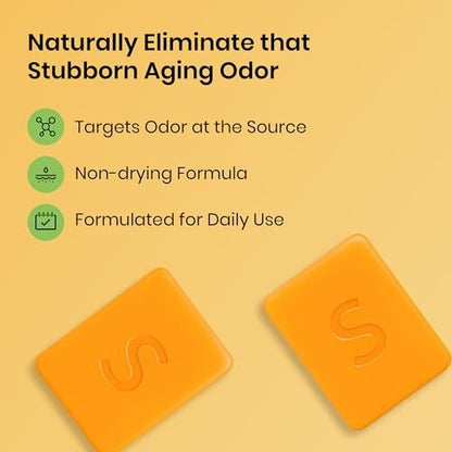 Swarva Japanese Persimmon Cleanser Bar 2-Pack – Natural Body Odor Solution for Old People Smell, Antibacterial & Organic Skin Care Avelisse