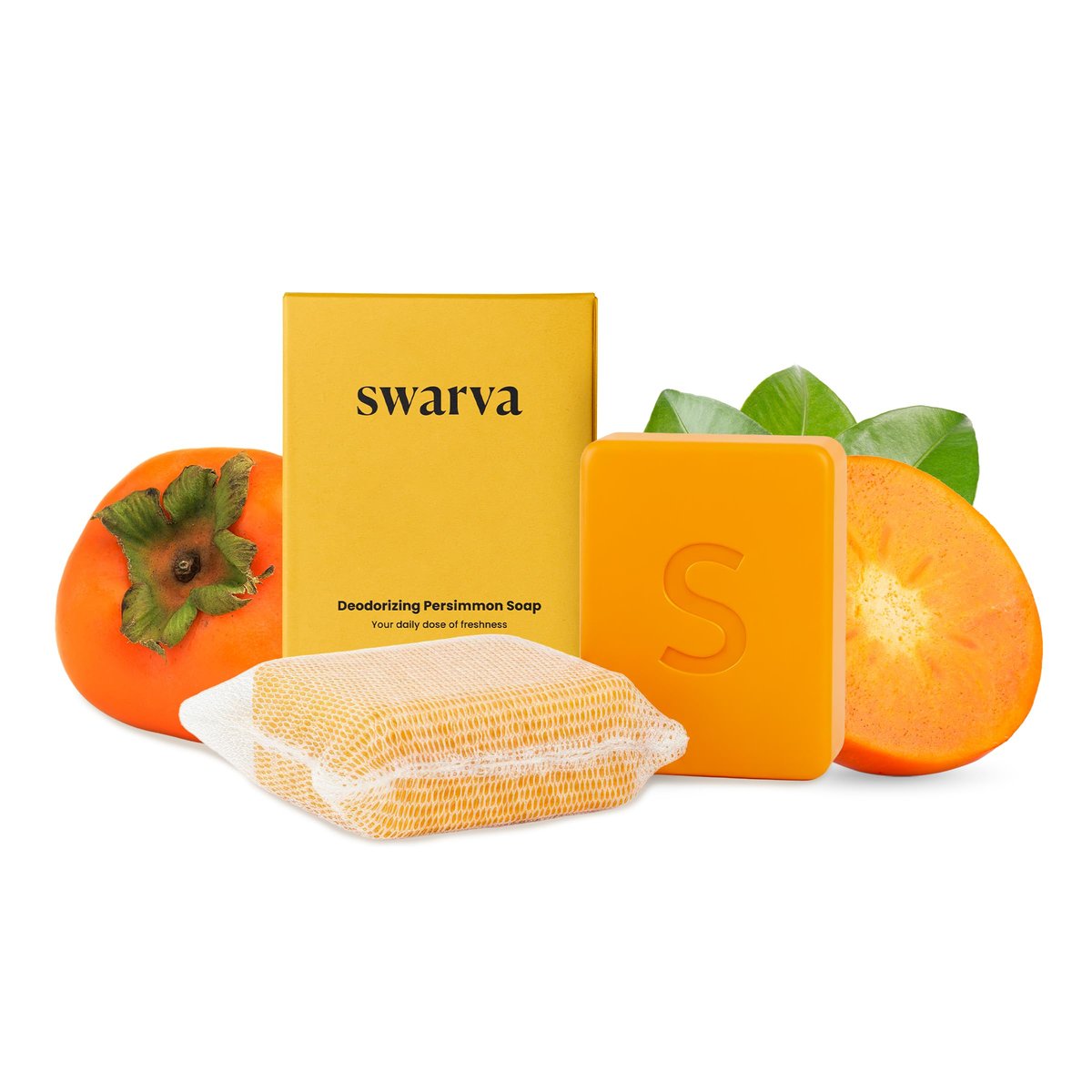 Swarva Japanese Persimmon Cleanser Bar 2-Pack – Natural Body Odor Solution for Old People Smell, Antibacterial & Organic Skin Care Avelisse