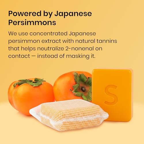 Swarva Japanese Persimmon Cleanser Bar 2-Pack – Natural Body Odor Solution for Old People Smell, Antibacterial & Organic Skin Care Avelisse