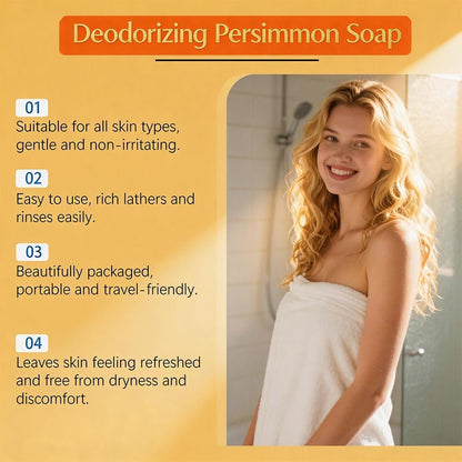 Persimmon Soap for Body Odor Control – Natural Deodorizing Bar for Women & Men (3-Pack) Avelisse