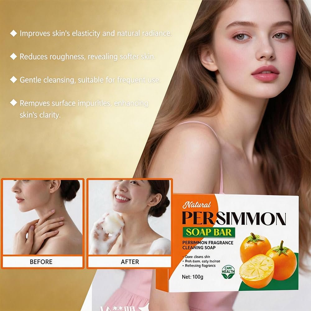 Persimmon Soap for Body Odor Control – Natural Deodorizing Bar for Women & Men (3-Pack) Avelisse