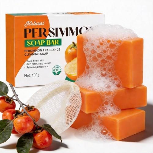 Persimmon Soap for Body Odor Control – Natural Deodorizing Bar for Women & Men (3-Pack) Avelisse