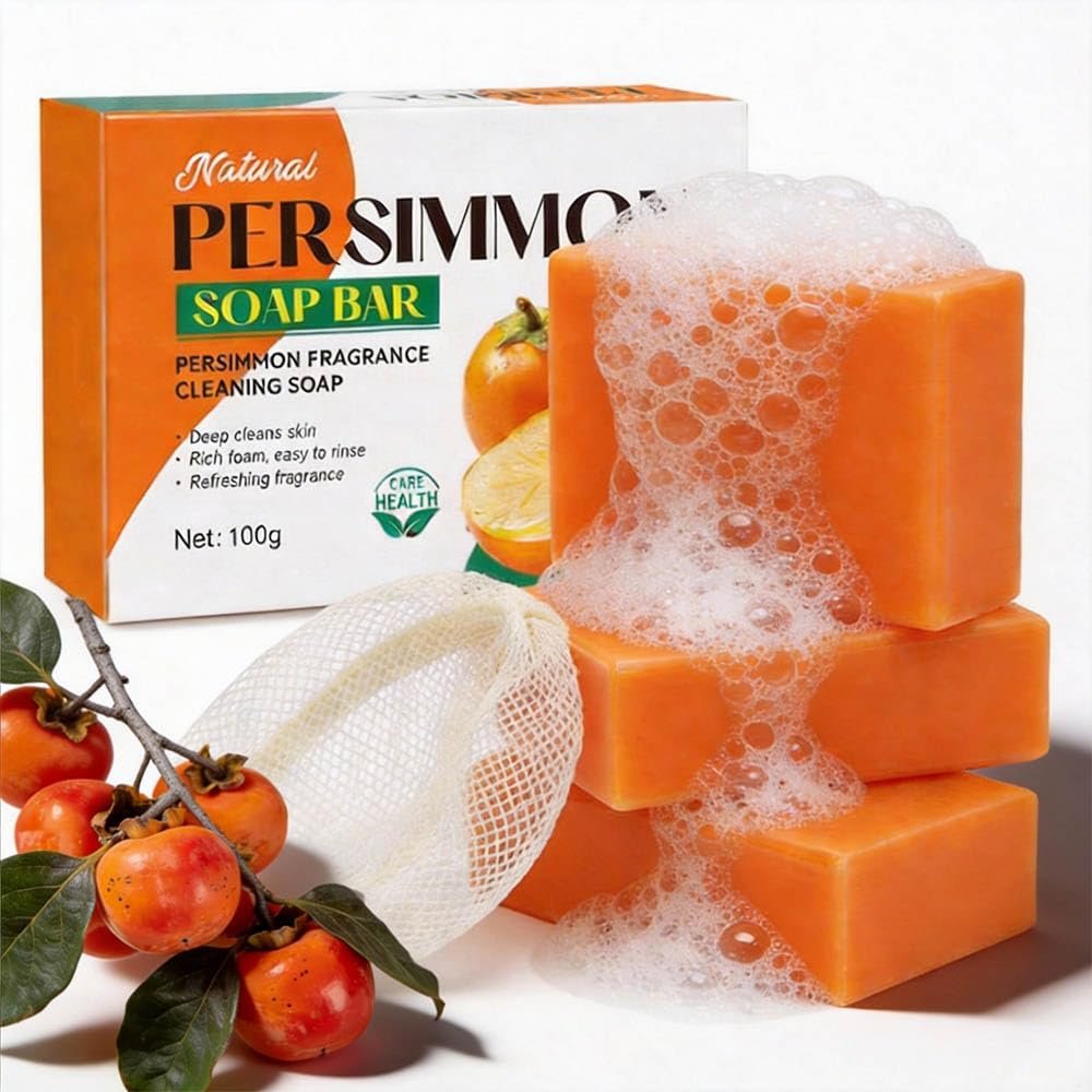 Persimmon Soap for Body Odor Control – Natural Deodorizing Bar for Women & Men (3-Pack) Avelisse