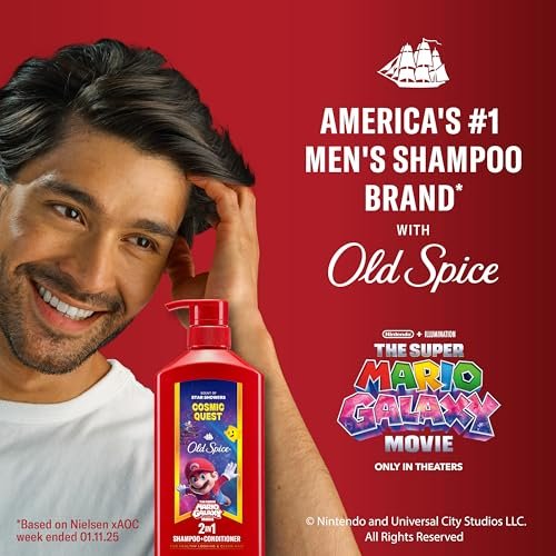Old Spice Men's 2-in-1 Shampoo and Conditioner, Cosmic Quest, x The Super Mario Galaxy Movie, 21.9 fl oz - görsel 14
