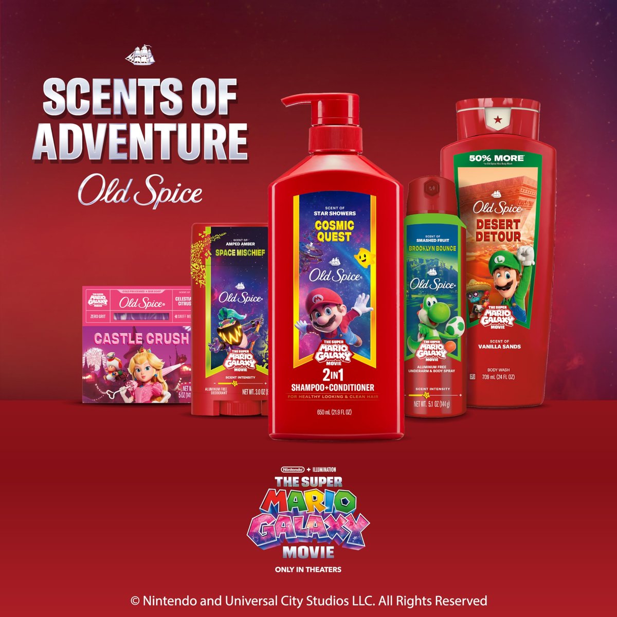Old Spice Men's 2-in-1 Shampoo and Conditioner, Cosmic Quest, x The Super Mario Galaxy Movie, 21.9 fl oz - görsel 15