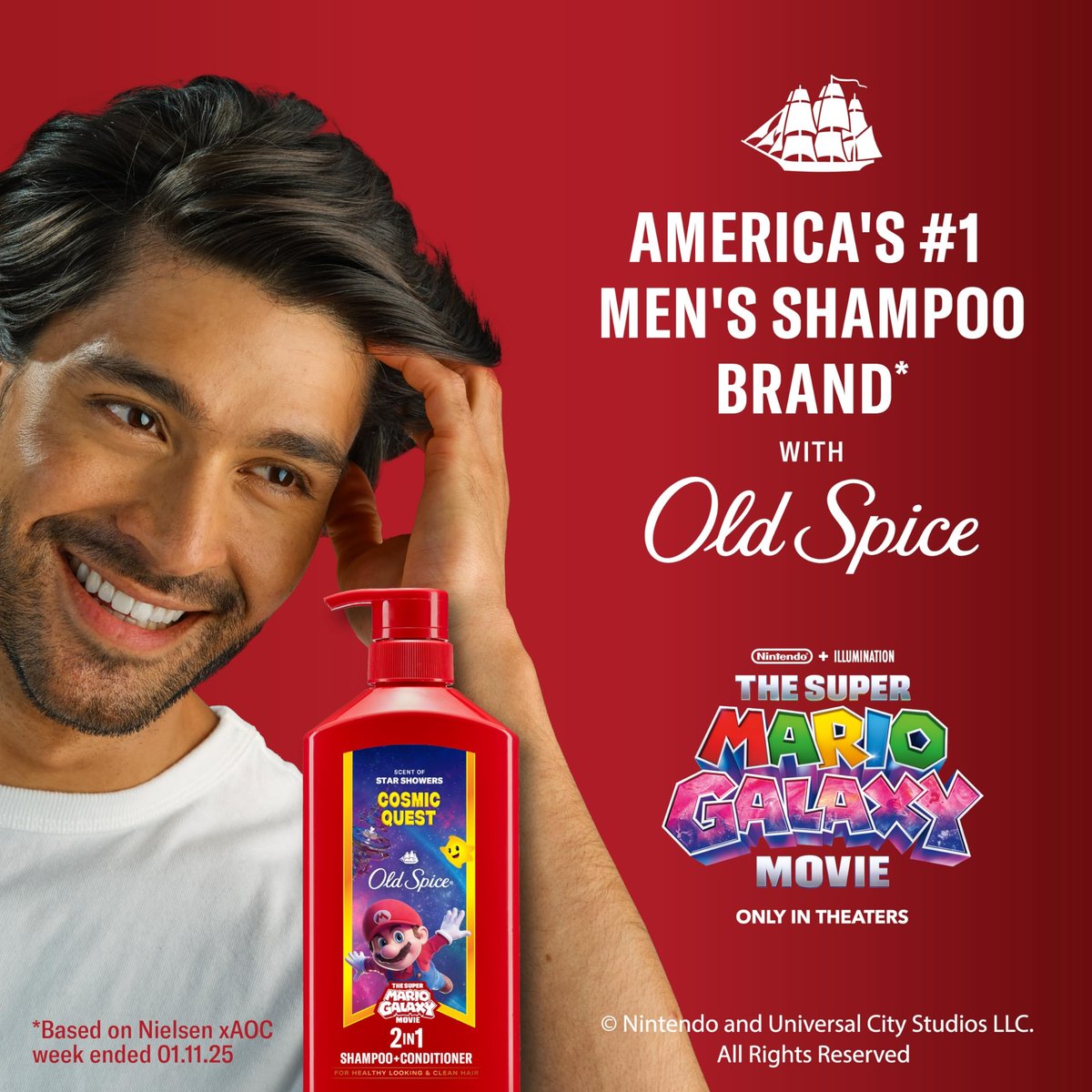 Old Spice Men's 2-in-1 Shampoo and Conditioner, Cosmic Quest, x The Super Mario Galaxy Movie, 21.9 fl oz - görsel 13