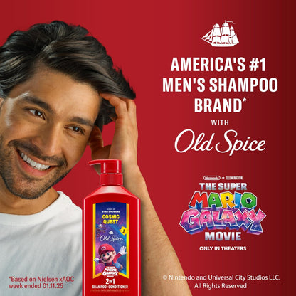 Old Spice Men's 2-in-1 Shampoo and Conditioner, Cosmic Quest, x The Super Mario Galaxy Movie, 21.9 fl oz