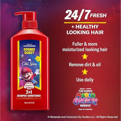 Old Spice Men's 2-in-1 Shampoo and Conditioner, Cosmic Quest, x The Super Mario Galaxy Movie, 21.9 fl oz