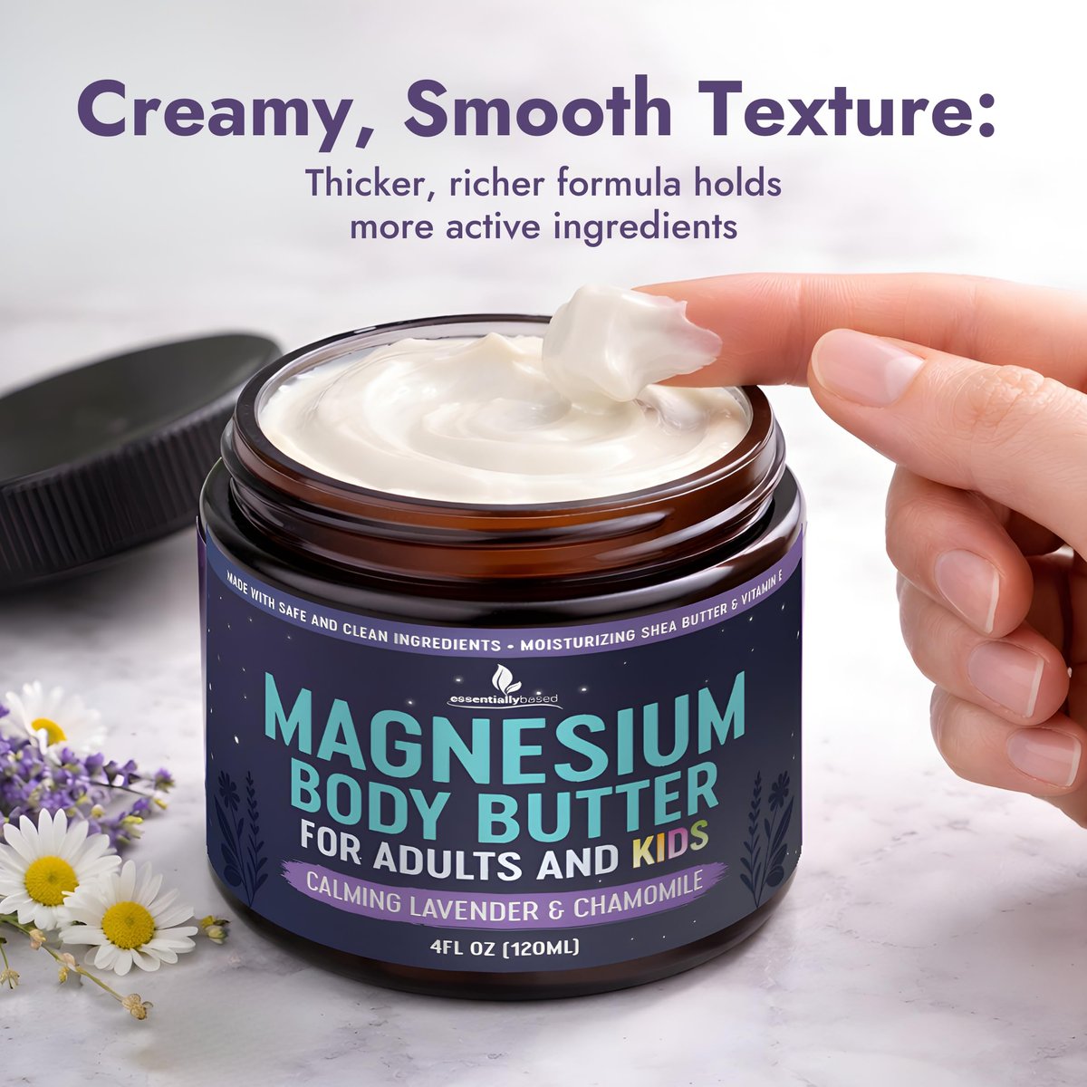 Magnesium Butter for Adults & Kids 4oz - Natural Magnesium Lotion for Sleep, Leg Cramps & Muscle Relaxation with Shea Butter & Vitamin E Avelisse