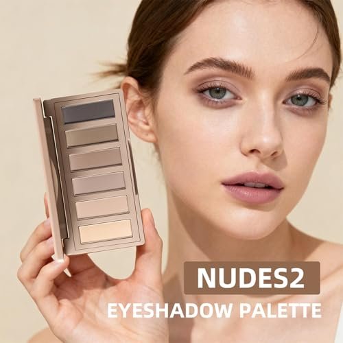 NICEFACE NUDES2 Mini Eyeshadow Palette - 6 Matte Neutral Nude Eyeshadows, Highly Pigmented & Long-Lasting Waterproof, Creamy Blendable Travel Size Palette for All Skin Types - görsel 4