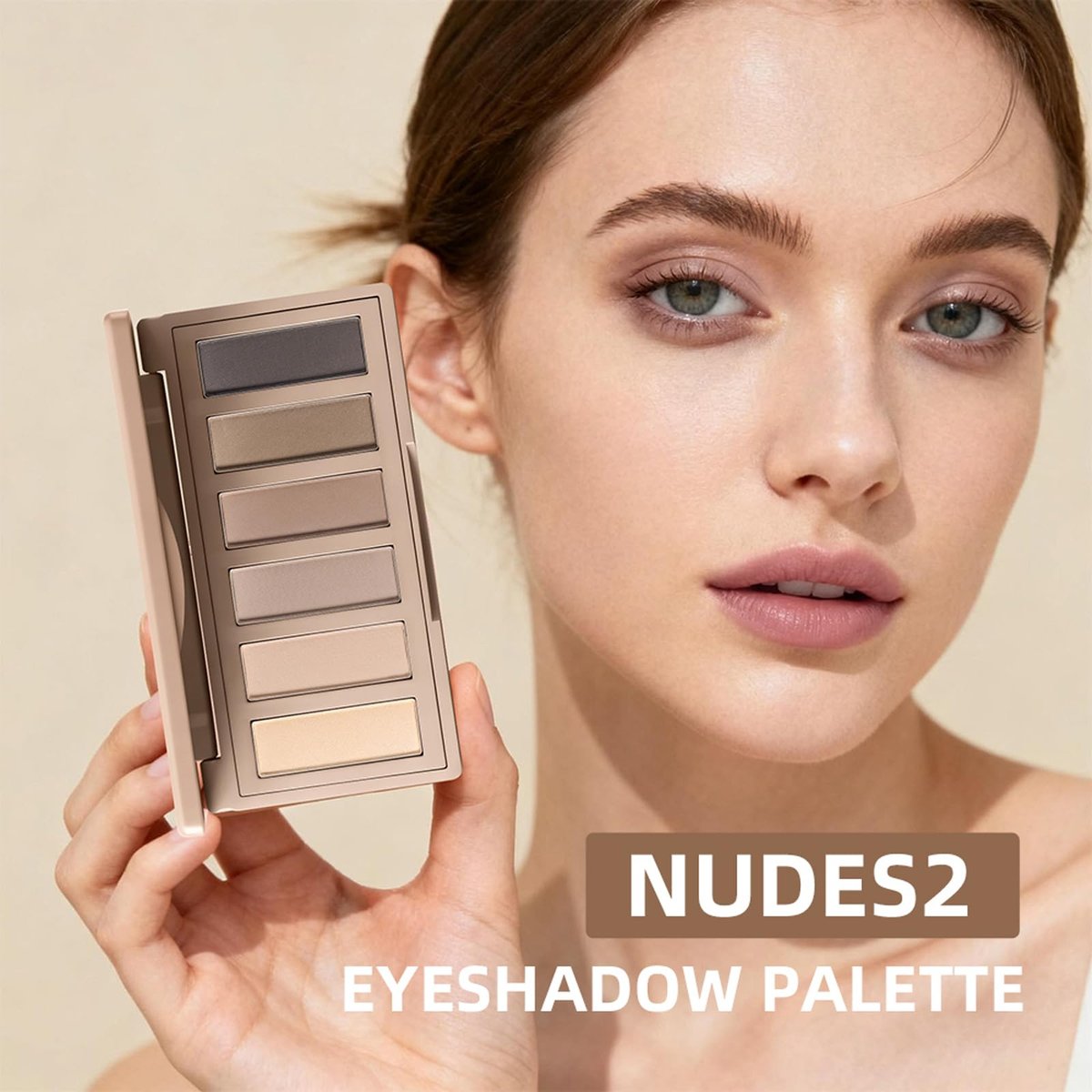 NICEFACE NUDES2 Mini Eyeshadow Palette - 6 Matte Neutral Nude Eyeshadows, Highly Pigmented & Long-Lasting Waterproof, Creamy Blendable Travel Size Palette for All Skin Types - görsel 3