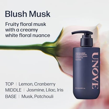 UNOVE Frizz-Calming Sleek Shampoo - Anti-Frizz Hydrating Shampoo for Frizzy Hair, Gentle Cleansing for Softness & Glossy Shine, Humidity-Resistant Frizz Control, Blush Musk, 290 mL Avelisse