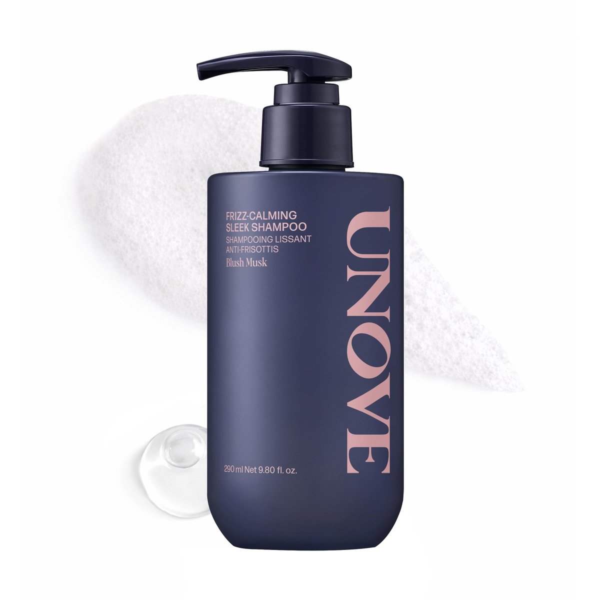 UNOVE Frizz-Calming Sleek Shampoo - Anti-Frizz Hydrating Shampoo for Frizzy Hair, Gentle Cleansing for Softness & Glossy Shine, Humidity-Resistant Frizz Control, Blush Musk, 290 mL Avelisse