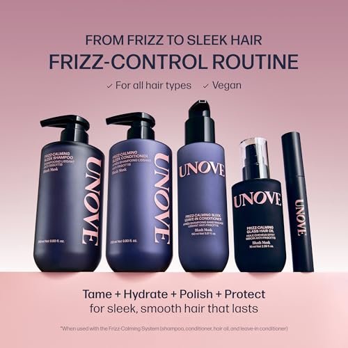 UNOVE Frizz-Calming Sleek Shampoo - Anti-Frizz Hydrating Shampoo for Frizzy Hair, Gentle Cleansing for Softness & Glossy Shine, Humidity-Resistant Frizz Control, Blush Musk, 290 mL Avelisse