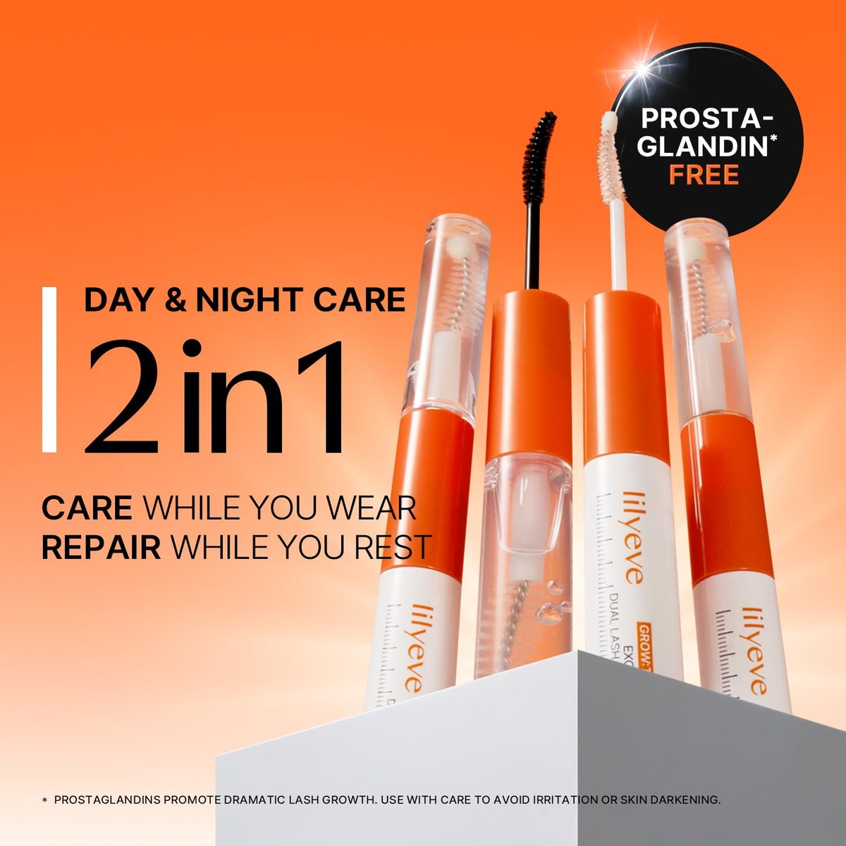 lilyeve GROWTURN Eyelash Growth Serum, Korean Lash Enhancing Serum for Longer Natural Lashes, 2-in-1 Dual Lash Serum for Day & Night Care, Prostaglandin Free with Biotin & Exosome, 0.27 fl. oz. Avelisse