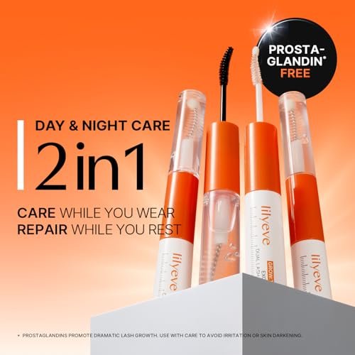 lilyeve GROWTURN Eyelash Growth Serum, Korean Lash Enhancing Serum for Longer Natural Lashes, 2-in-1 Dual Lash Serum for Day & Night Care, Prostaglandin Free with Biotin & Exosome, 0.27 fl. oz. Avelisse