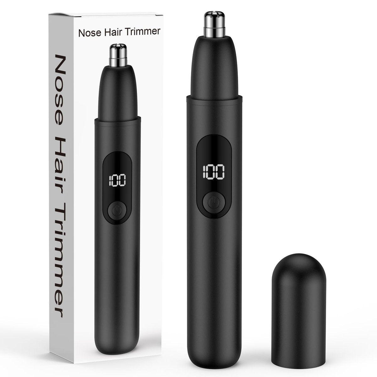 Smity Nose Hair Trimmer - Rechargeable Cordless Painless Dual Edge Blades Razor with LED Light for Men & Women (Black) Avelisse