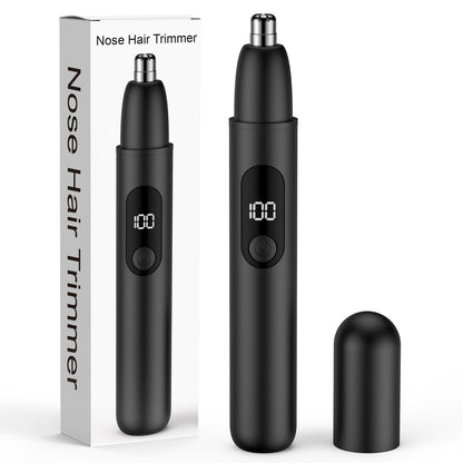 Smity Nose Hair Trimmer - Rechargeable Cordless Painless Dual Edge Blades Razor with LED Light for Men & Women (Black) Avelisse