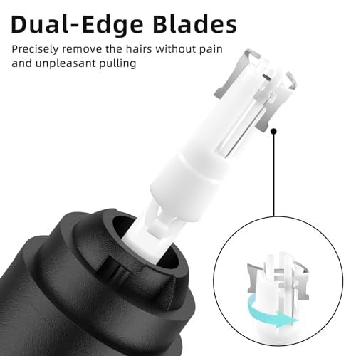 Smity Nose Hair Trimmer - Rechargeable Cordless Painless Dual Edge Blades Razor with LED Light for Men & Women (Black) Avelisse