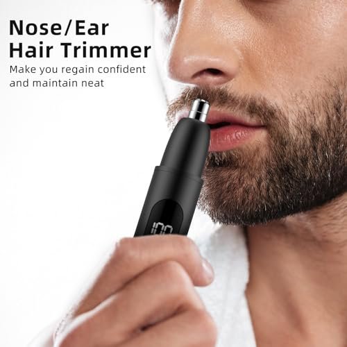 Smity Nose Hair Trimmer - Rechargeable Cordless Painless Dual Edge Blades Razor with LED Light for Men & Women (Black) Avelisse