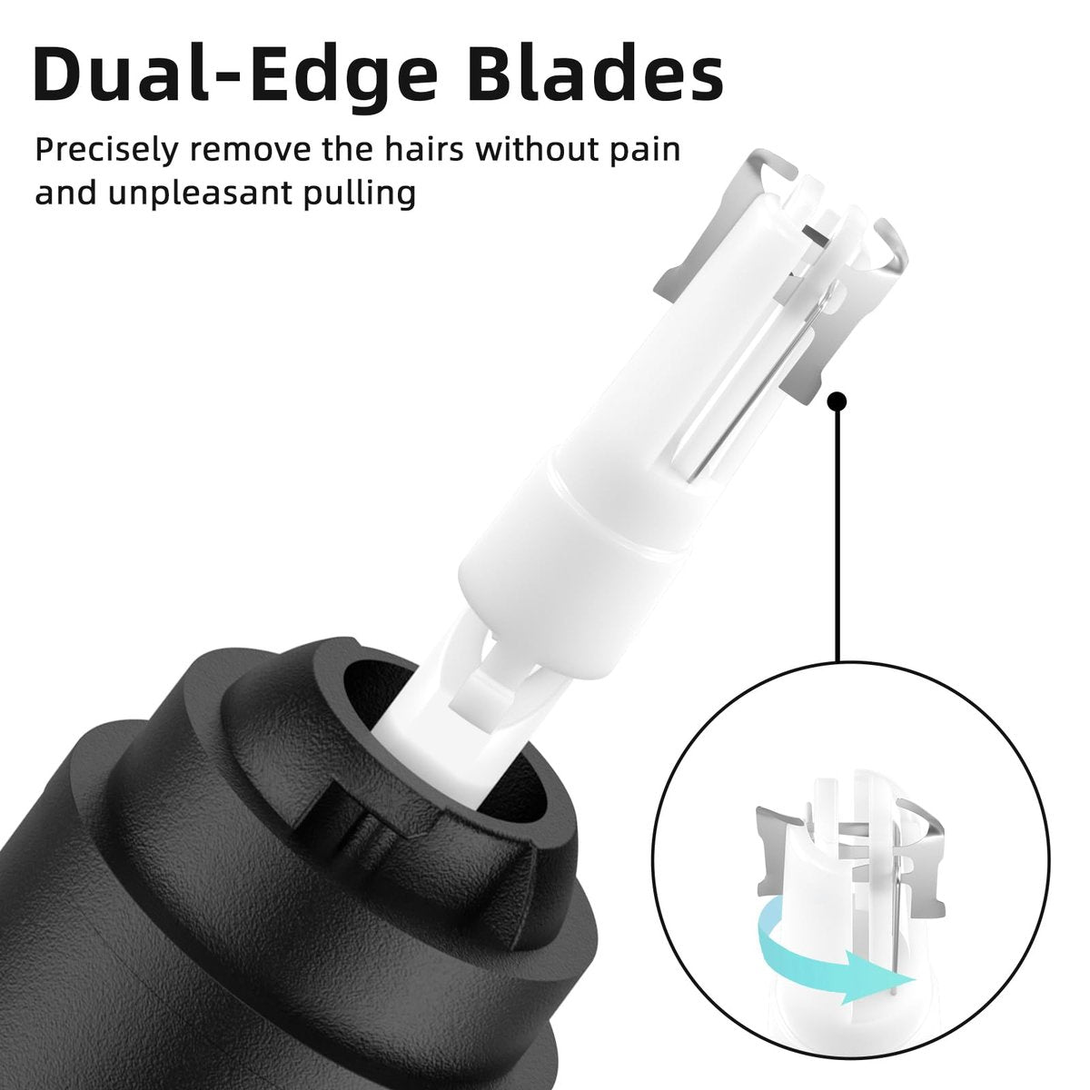 Smity Nose Hair Trimmer - Rechargeable Cordless Painless Dual Edge Blades Razor with LED Light for Men & Women (Black) Avelisse