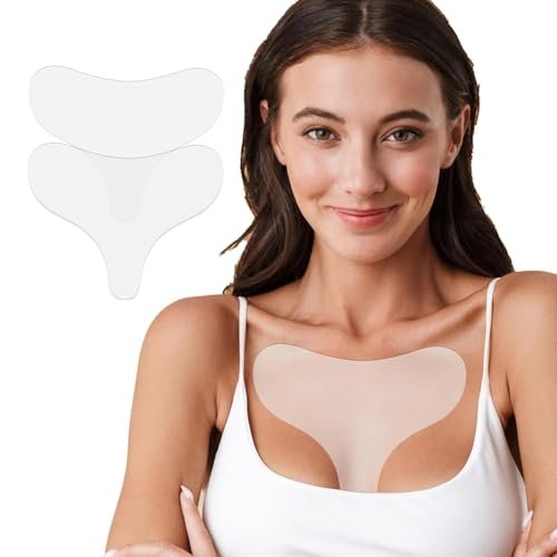 Rinycwa 2 Pcs Chest Wrinkle Patches - Reusable Silicone Décolletage Pads for Side Sleeping, Anti Chest Wrinkles, Overnight Cleavage Smoothing Patches for Neck and Chest Care - görsel 2