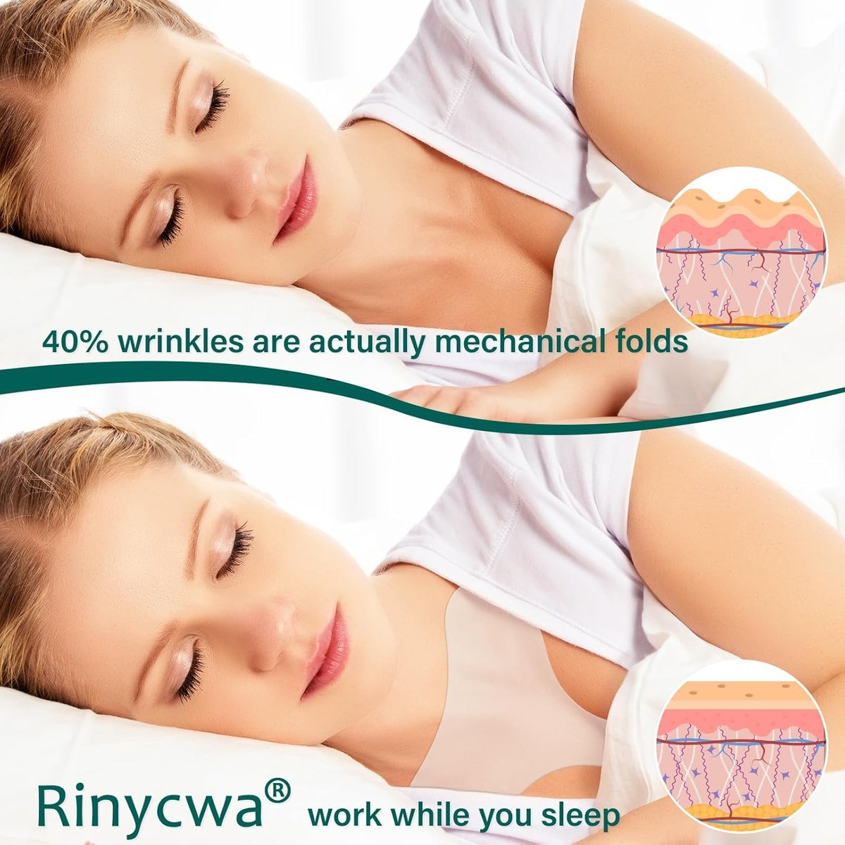 Rinycwa 2 Pcs Chest Wrinkle Patches - Reusable Silicone Décolletage Pads for Side Sleeping, Anti Chest Wrinkles, Overnight Cleavage Smoothing Patches for Neck and Chest Care - görsel 3