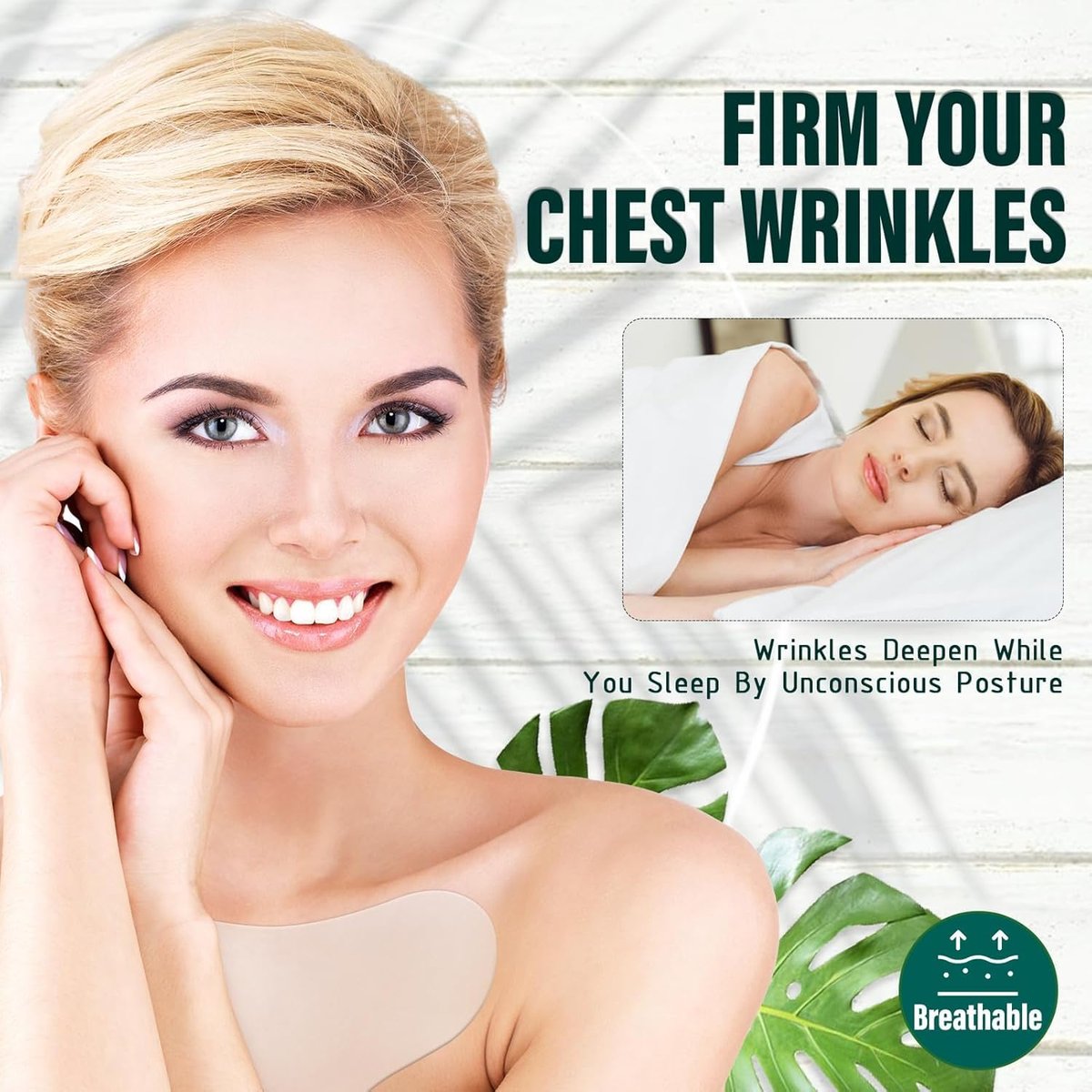 Rinycwa 2 Pcs Chest Wrinkle Patches - Reusable Silicone Décolletage Pads for Side Sleeping, Anti Chest Wrinkles, Overnight Cleavage Smoothing Patches for Neck and Chest Care - görsel 5