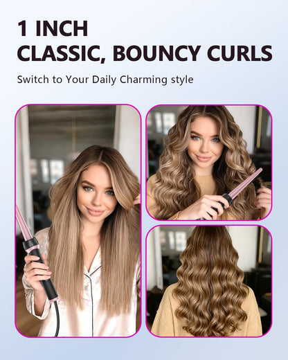 Santiway Tapered Curling Wand 0.5-1 Inch - Professional Ceramic Curling Iron for All Hair Types with Heat-Resistant Glove, Dual Voltage, Rose Gold Avelisse