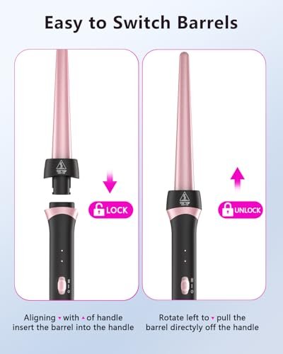Santiway Tapered Curling Wand 0.5-1 Inch - Professional Ceramic Curling Iron for All Hair Types with Heat-Resistant Glove, Dual Voltage, Rose Gold Avelisse