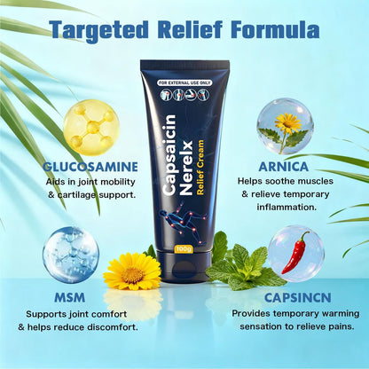 EdenEdges Capsaicin Neuropathy Relief Cream - Targeted Formula with Capsaicin, Arnica, MSM & Menthol for Feet, Hands, Legs & Joints - Fast-Absorbing Daily Support for Muscle & Nerve Discomfort, 100g Avelisse