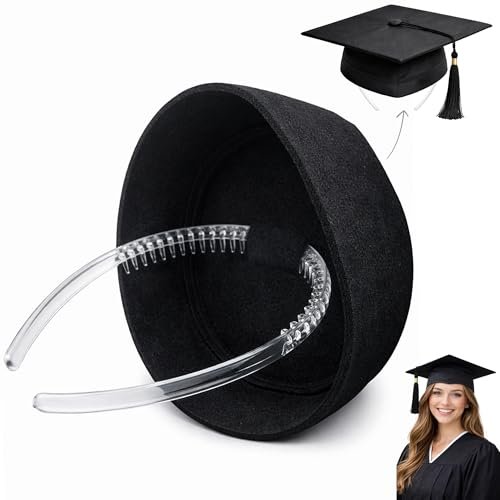 LUFEEMGA Graduation Cap Headband - No-Slip Clear Headband with Teeth for Secure Graduation Hat Fit - Custom Felt Headbands for Photos & Ceremony Avelisse