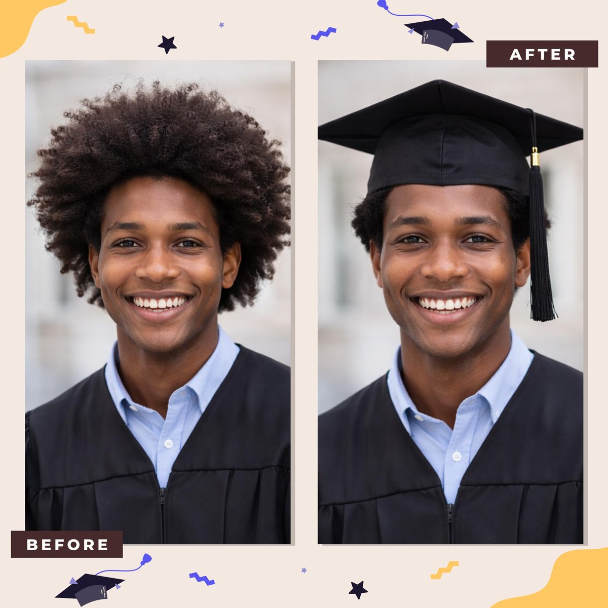 LUFEEMGA Graduation Cap Headband - No-Slip Clear Headband with Teeth for Secure Graduation Hat Fit - Custom Felt Headbands for Photos & Ceremony Avelisse