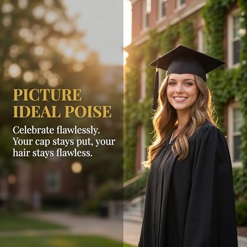 LUFEEMGA Graduation Cap Headband - No-Slip Clear Headband with Teeth for Secure Graduation Hat Fit - Custom Felt Headbands for Photos & Ceremony Avelisse