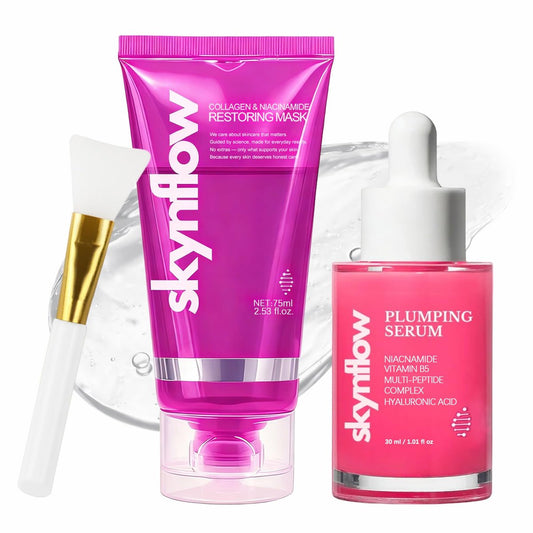 Collagen Night Wrapping Mask + Plumping Serum with Niacinamide – Peel Off Facial Mask for Hydration, Elasticity & Firmness, Hydrolyzed Collagen for All Skin Types (3.7 Fl Oz) Avelisse