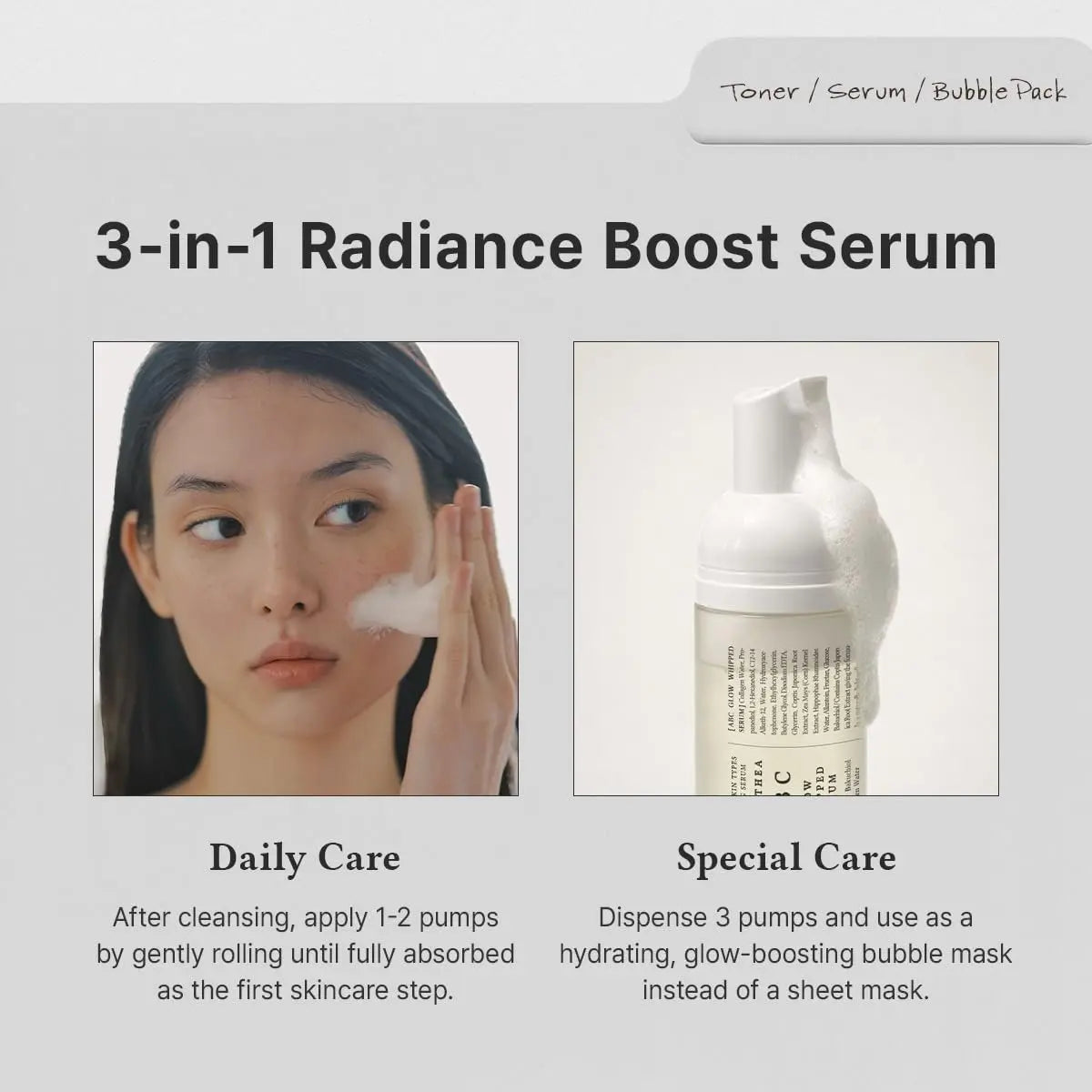 Dr.Althea ABC Glow Whipped Serum | Bubble Toner with Collagen & Vitamin Tea Water | Radiance-Boosting Toner for Instant Hydration & Makeup-Ready Finish | Vegan Korean Skincare, 3.38 Fl Oz Avelisse