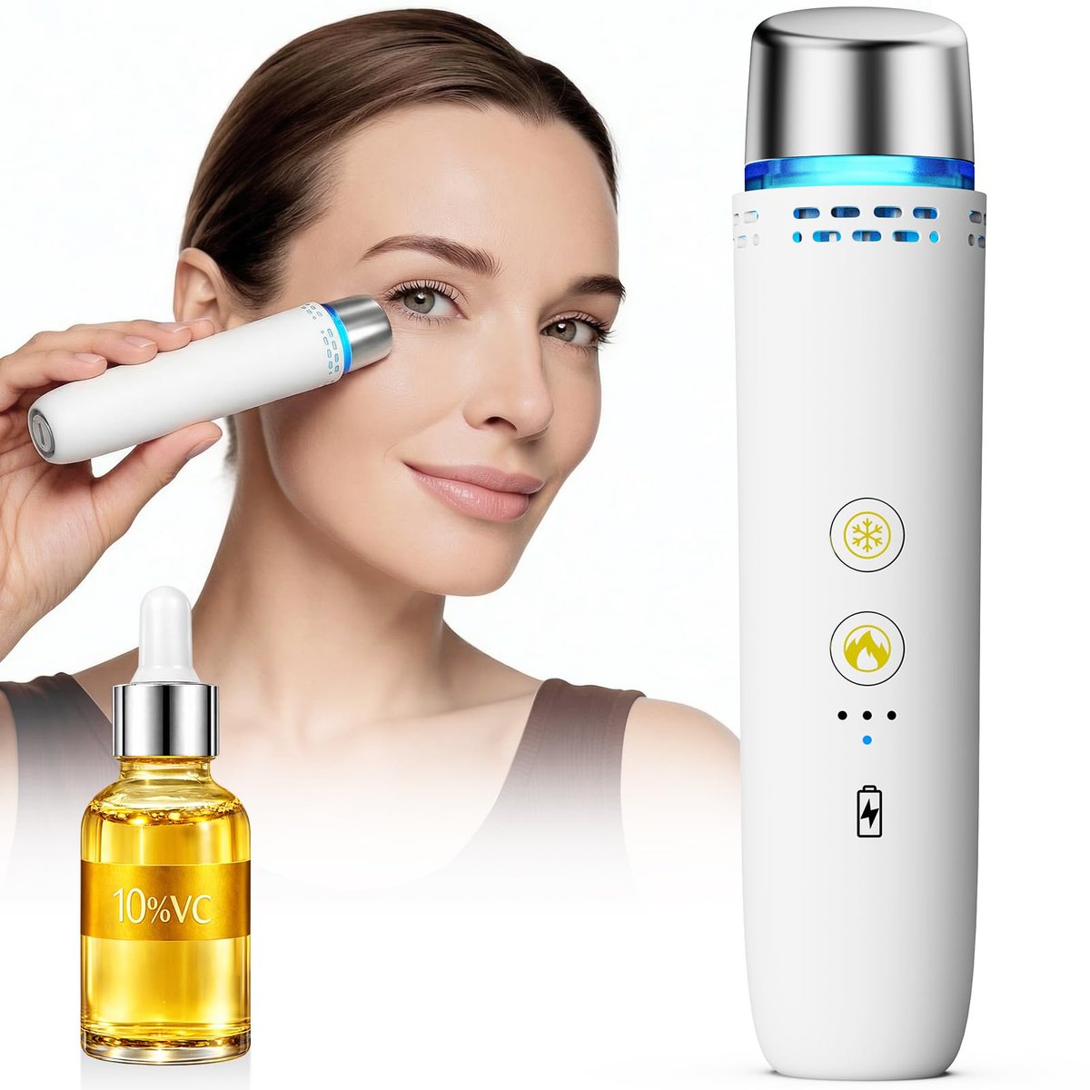 PakWizz Depuffing Wand with Cold and Heat – Eye and Face Depuffer for Puffiness and Dark Circles, Heated Eye Wand and Ice Roller for Face, Portable Facial Massager for Skincare at Home and Travel Avelisse