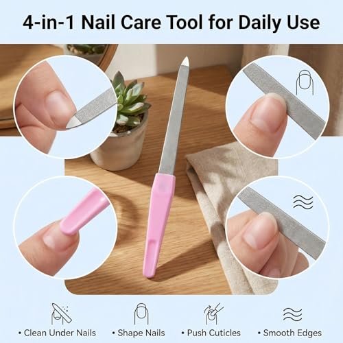 HIWRBDTI 6 Pack Metal Nail File Set for Natural Nails – Professional Stainless Steel Sword Fingernail Files with Sharp Tip & Non-Slip Handle, Thin Sapphire Grit Diamond Files for Women & Men Avelisse