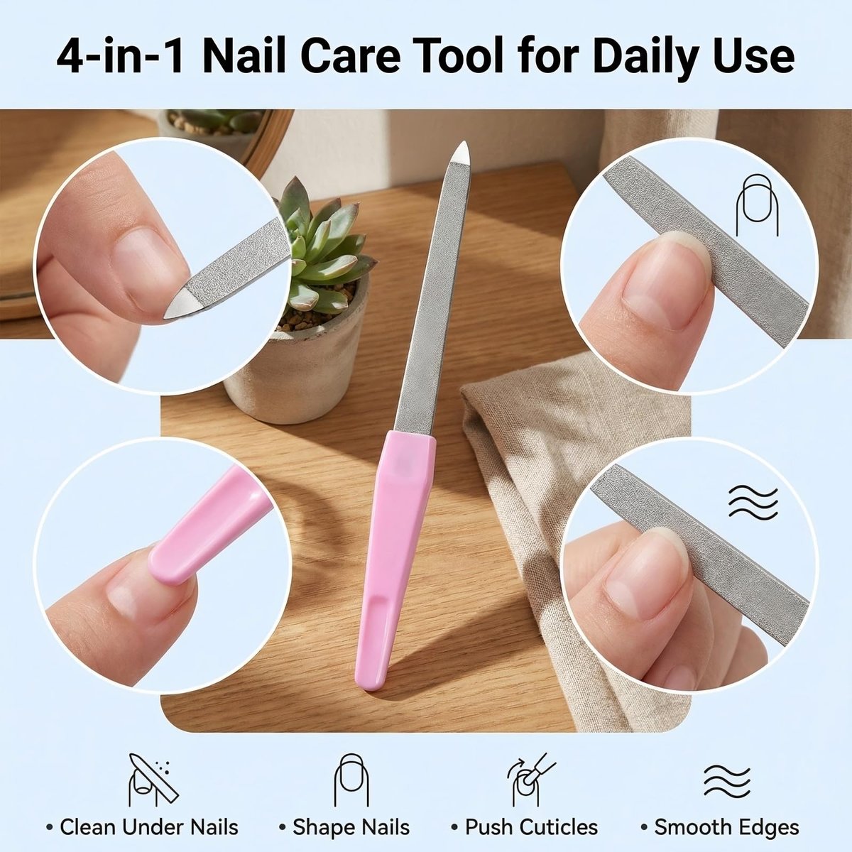 HIWRBDTI 6 Pack Metal Nail File Set for Natural Nails – Professional Stainless Steel Sword Fingernail Files with Sharp Tip & Non-Slip Handle, Thin Sapphire Grit Diamond Files for Women & Men Avelisse